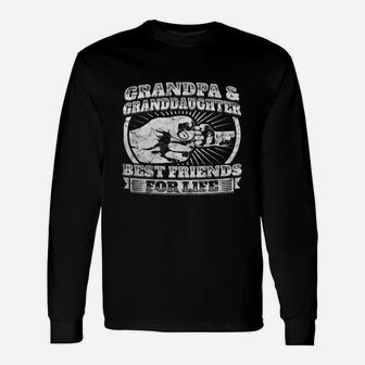 Grandpa Granddaughter Shirt Grandad Fist Bump Long Sleeve T-Shirt - Seseable
