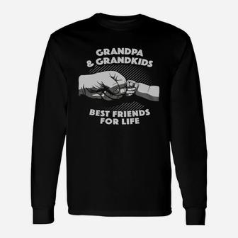 Grandpa And Grandkids Best Friends Life Fist Bump T-shirt Long Sleeve T-Shirt - Seseable