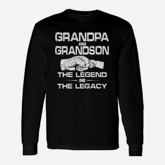 Grandpa And Grandson The Legend And Legacy Fathers Day Matching Long Sleeve T-Shirt - Seseable