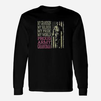 My Grandson My Soldier Hero Proud Army Long Sleeve T-Shirt - Seseable
