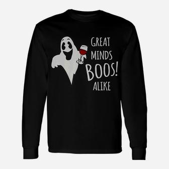 Great Minds Boos Alike Ghost Wine Long Sleeve T-Shirt - Seseable