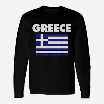 Greek Flag Greece Vacation Fun Beach Resort Long Sleeve T-Shirt - Seseable