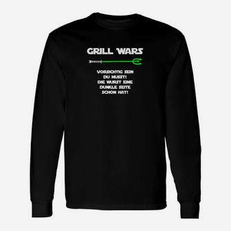 Grill Wars BBQ-Langarmshirts, Vorsicht mit Wurst Spruch, Dunkle Seite Design - Seseable
