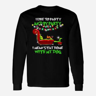 Grinch Christmas Stay Home With My Dog Long Sleeve T-Shirt - Seseable