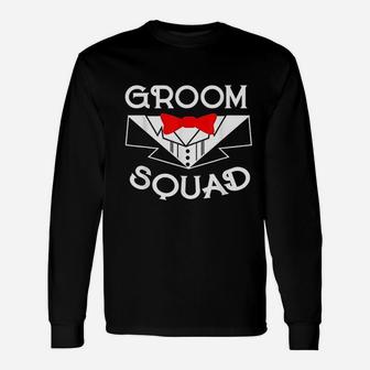 Groom Squad Bachelor Party Groomsmen Tuxedo Long Sleeve T-Shirt - Seseable