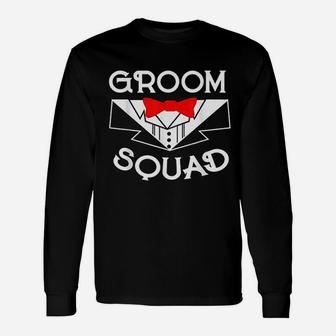 Groom Squad Bachelor Party Groomsmen Tuxedo Long Sleeve T-Shirt - Seseable
