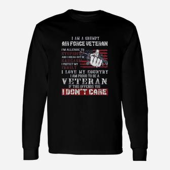 I Am A Grumpy Air Force Veteran Retired Air Force Veteran Long Sleeve T-Shirt - Seseable