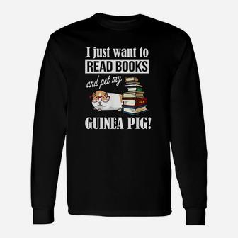 Guinea Pig Reading Book Library Long Sleeve T-Shirt - Seseable