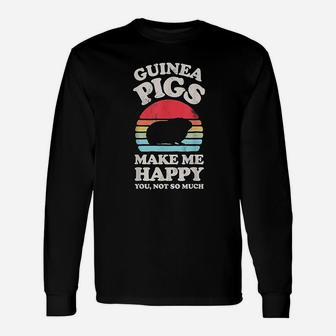 Guinea Pigs Make Me Happy Guinea Pig Retro Vintage Long Sleeve T-Shirt - Seseable