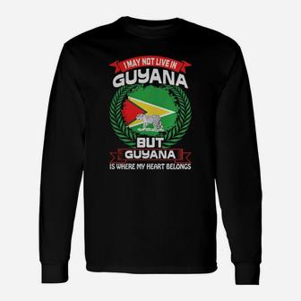 Guyana Is Where My Heart Belongs Country Tshirt Hoodie Long Sleeve T-Shirt - Seseable