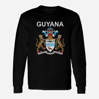 Guyana National Coat Of Arms Crest Emblem Long Sleeve T-Shirt - Seseable