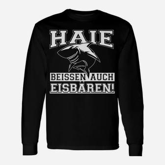 Haifisch Motiv Langarmshirts für Sportfans, Schwarzes Tee mit Spruch - Seseable