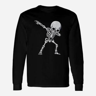Halloween For Boys Dabbing Skeleton Costume Long Sleeve T-Shirt - Seseable