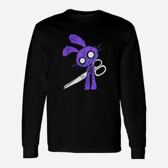 Halloween Costume Scary Bunny With Scissors Long Sleeve T-Shirt - Seseable