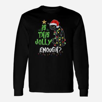 Halloween Is This Jolly Enough Noel Cat Merry Christmas Long Sleeve T-Shirt - Seseable