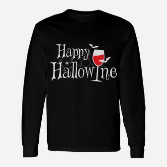 Halloween Red Wine Cute Halloween Wine Tee Long Sleeve T-Shirt - Seseable