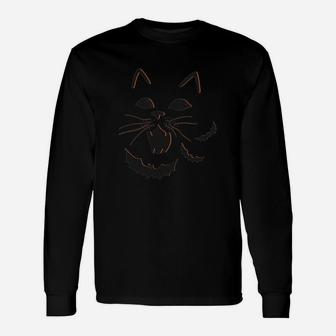 Halloween Shirt Haunted Cat Long Sleeve T-Shirt - Seseable