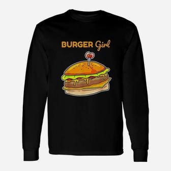 Hamburger Cheeseburger Burger Girl Fast Food Long Sleeve T-Shirt - Seseable