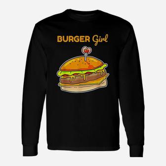 Hamburger Cheeseburger Burger Girl Fast Food Long Sleeve T-Shirt - Seseable