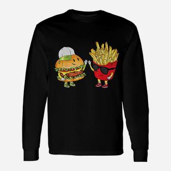 Hamburger Fries High Five Cool Fun Combo Snacks Long Sleeve T-Shirt - Seseable