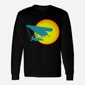 Hang Glider Silhouette Hang Gliding Wind Sports Long Sleeve T-Shirt - Seseable
