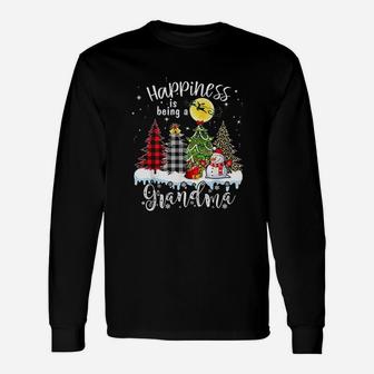 Happiness Is Being A Grandma Merry Christmas Snowman Long Sleeve T-Shirt - Seseable