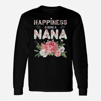 Happiness Is Being A Nana Vintage Floral For Grandma Long Sleeve T-Shirt | Seseable UK