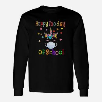 Happy 100 Days Of School Elementary Teacher Student Unicorn Long Sleeve T-Shirt - Seseable