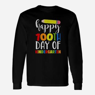 Happy 100th Day Of Kindergarten For Teacher Or Child Long Sleeve T-Shirt - Seseable