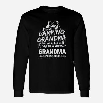Happy Camping Grandma Outdoors Camper Quote Mountain Long Sleeve T-Shirt - Seseable