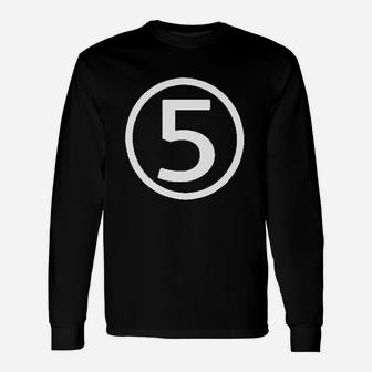 Happy Clothing Fifth Birthday Modern Circle Number Five Long Sleeve T-Shirt - Seseable