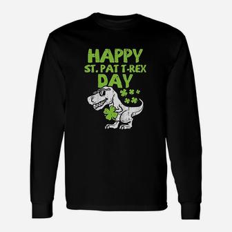 Happy St Pat Trex Day Dino St Patricks Day Toddler Boys Long Sleeve T-Shirt - Seseable