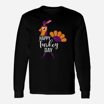 Happy Turkey Day Thanksgiving Holiday Long Sleeve T-Shirt - Seseable