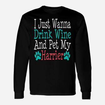 Harrier Dog Mom Dad Wine Lover Long Sleeve T-Shirt - Seseable