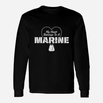 My Heart Belongs To A Marine Long Sleeve T-Shirt - Seseable