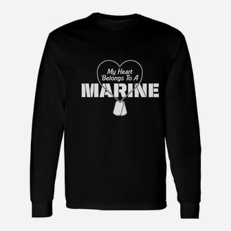 My Heart Belongs To A Marine Missy Fit Long Sleeve T-Shirt - Seseable