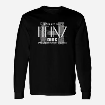 Heinz-Ding Schwarzes Langarmshirts mit Spruch, Grafik Tee für Männer - Seseable