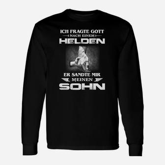 Helden Vater-Sohn Statement Langarmshirts in Schwarz, Familienlook Tee - Seseable