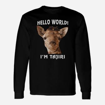 Hello World April The Giraffe And Tajiri Long Sleeve T-Shirt - Seseable