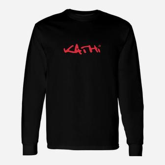 Herren Graffiti Langarmshirts 'KATH' in Rot auf Schwarz, Streetwear Look - Seseable