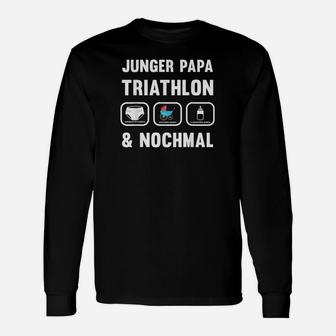 Herren Junger Papa Triathlon Geschenk Werdender Papa Langarmshirts - Seseable