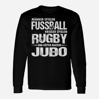 Herren-Langarmshirts mit Fußball Rugby Judo Motiv, Sportliches Spruch Langarmshirts - Seseable