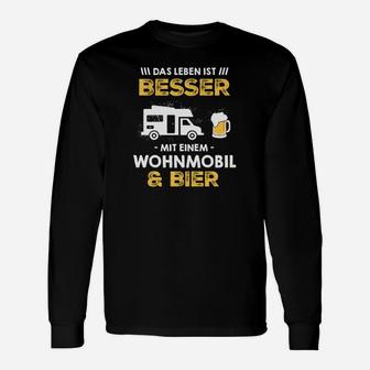 Herren Langarmshirts mit Motiv Leben ist besser mit Wohnmobil & Bier, Camping-Langarmshirts - Seseable