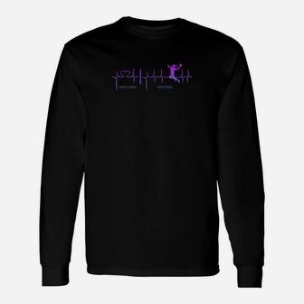 Herzfrequenz Unisex Langarmshirts Schwarz mit Buntem Schriftzug - Seseable