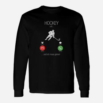 Hockey-Fan Lustiges Langarmshirts, Spruch 'Hockey... und los!' für Eishockeybegeisterte - Seseable