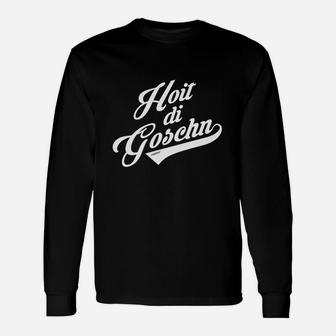 Hoit di Goschn Schwarzes Langarmshirts, Retro Schriftstil Tee - Seseable