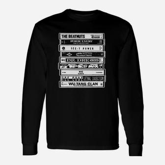 Hood Ornaments Hip Hop Artists Cassettes Old School Rap Long Sleeve T-Shirt | Seseable UK