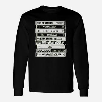 Hood Ornaments Hip Hop Artists Cassettes Old School Rap Long Sleeve T-Shirt | Seseable UK