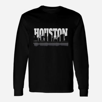 Houston The City Wit No Limits Skyline Silhouette Long Sleeve T-Shirt - Seseable