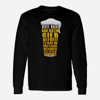 Humorvolles Bierfreunde Langarmshirts Bier befreit Spruch, Schwarz - Seseable